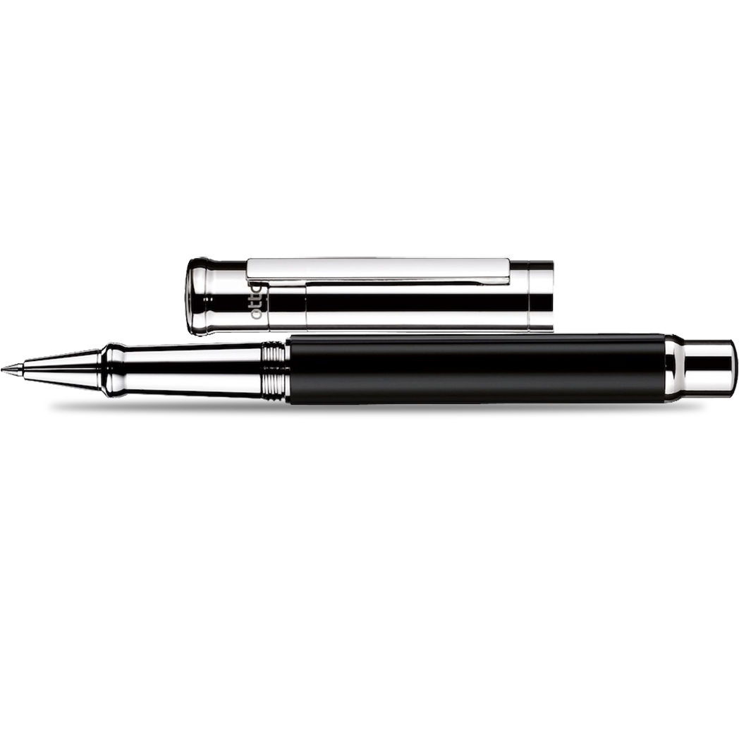 Otto Hutt Design 4 Rollerball Pen - Black - Platinum Trim-Pen Boutique Ltd