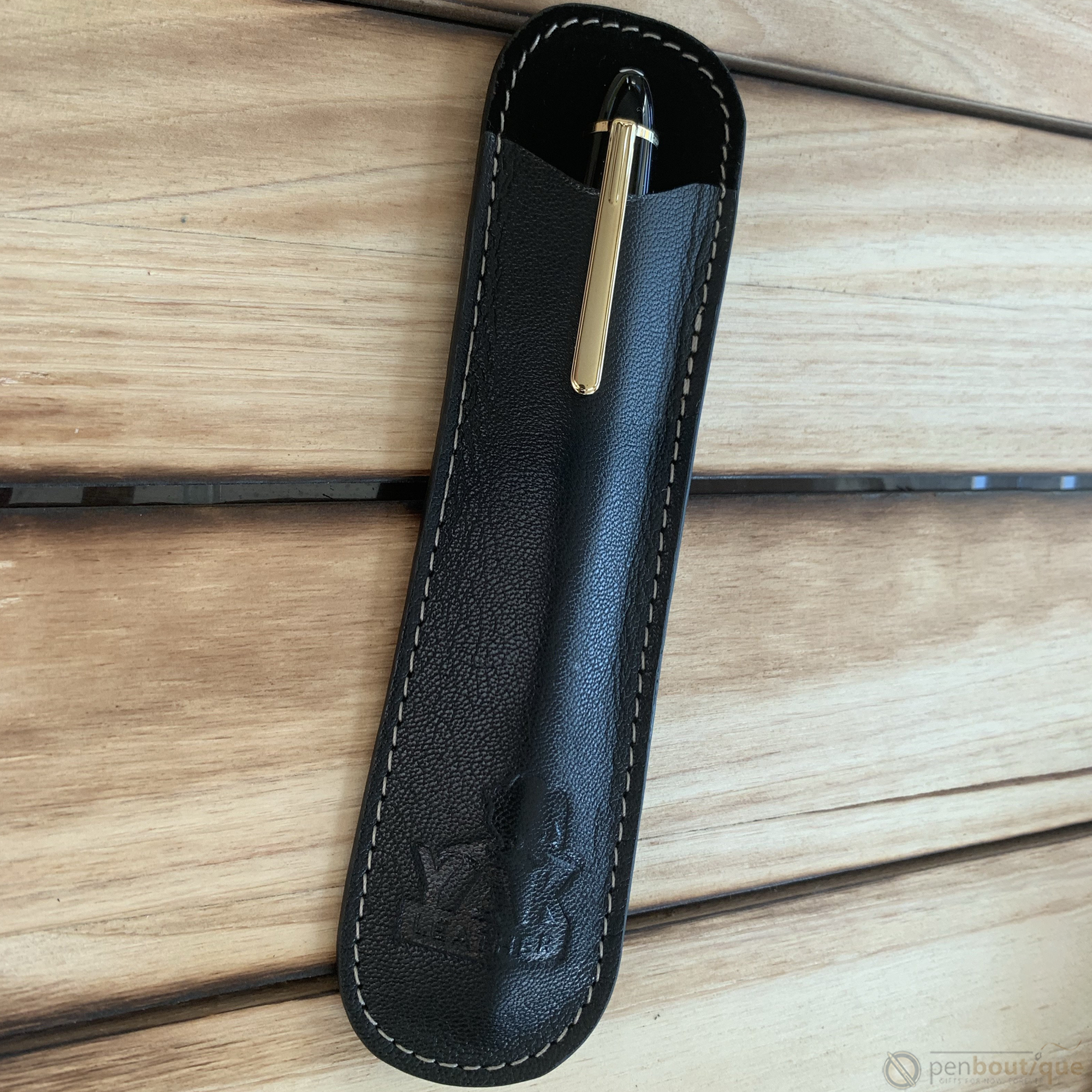 Pen Boutique Yak Leather Single Pen Sleeve - Black-Pen Boutique Ltd