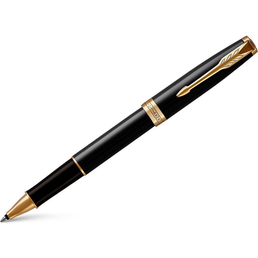 Parker Sonnet Black Lacquer with Gold Trim Rollerball Pen-Pen Boutique Ltd