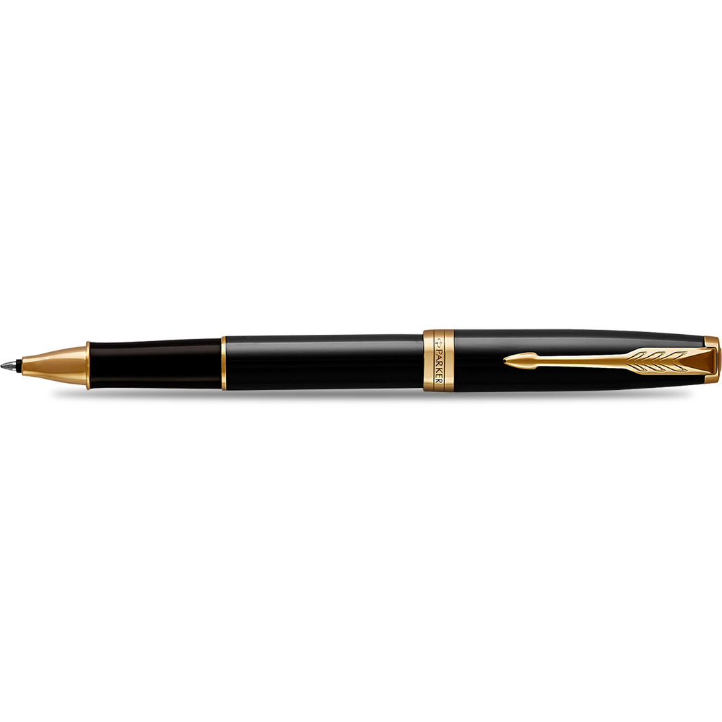 Parker Sonnet Black Lacquer with Gold Trim Rollerball Pen-Pen Boutique Ltd