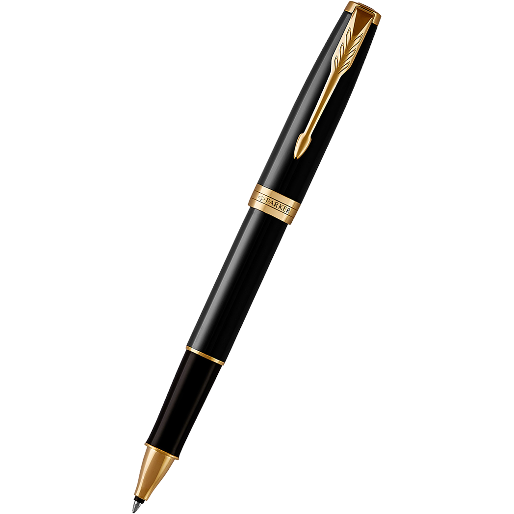 Parker Sonnet Black Lacquer with Gold Trim Rollerball Pen-Pen Boutique Ltd