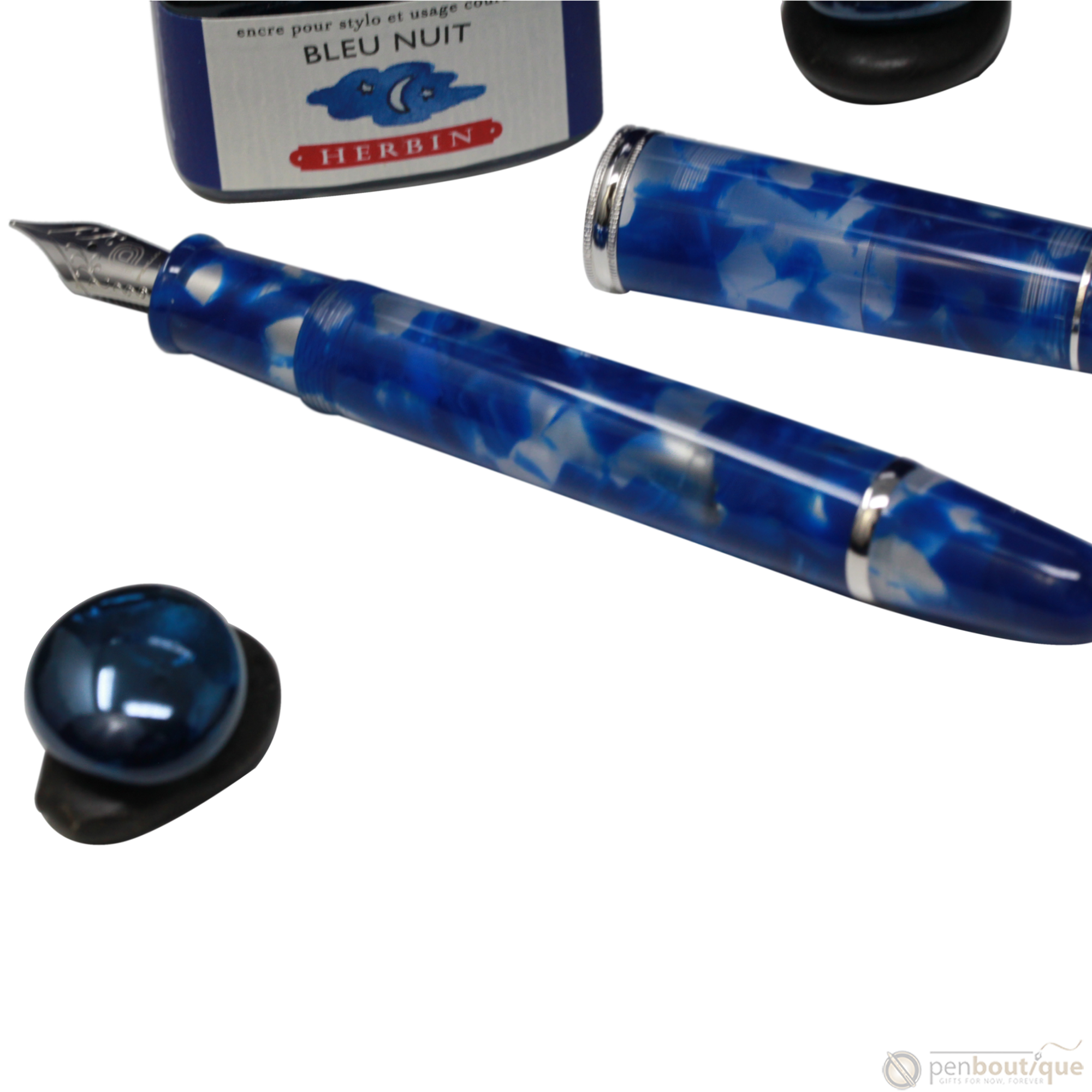 Penlux Masterpiece Grande Fountain Pen - Koi - Blue & White-Pen Boutique Ltd