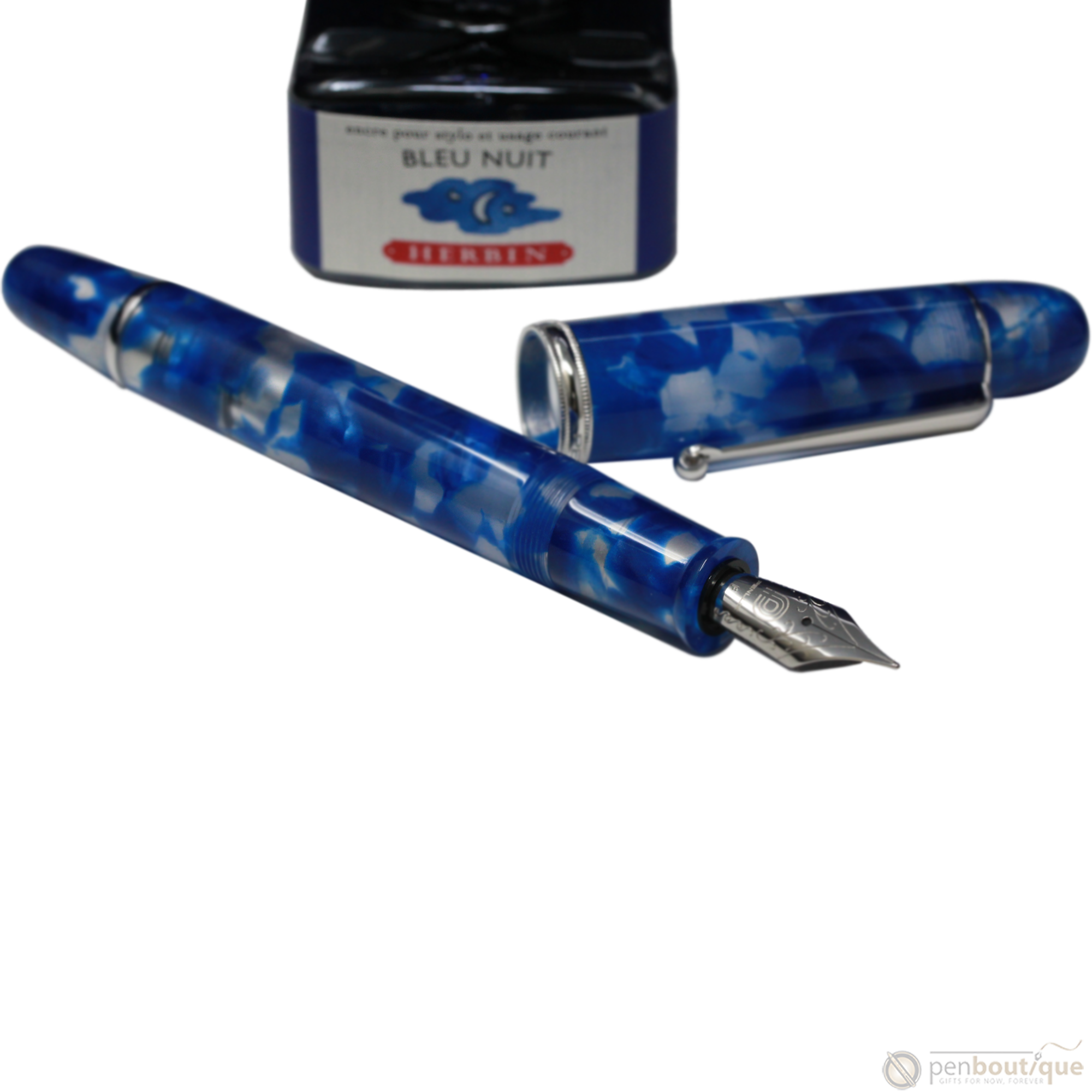 Penlux Masterpiece Grande Fountain Pen - Koi - Blue & White-Pen Boutique Ltd