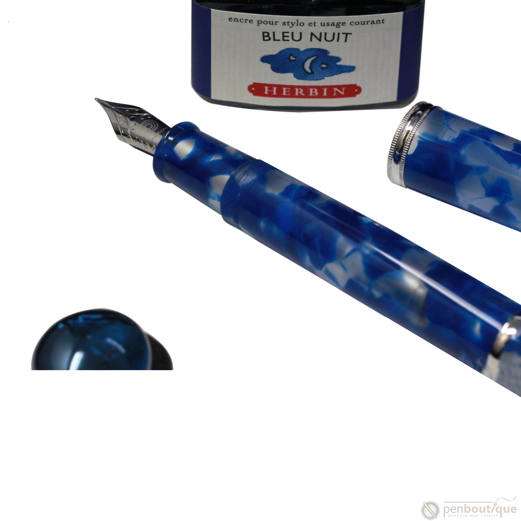 Penlux Masterpiece Grande Fountain Pen - Koi - Blue & White-Pen Boutique Ltd