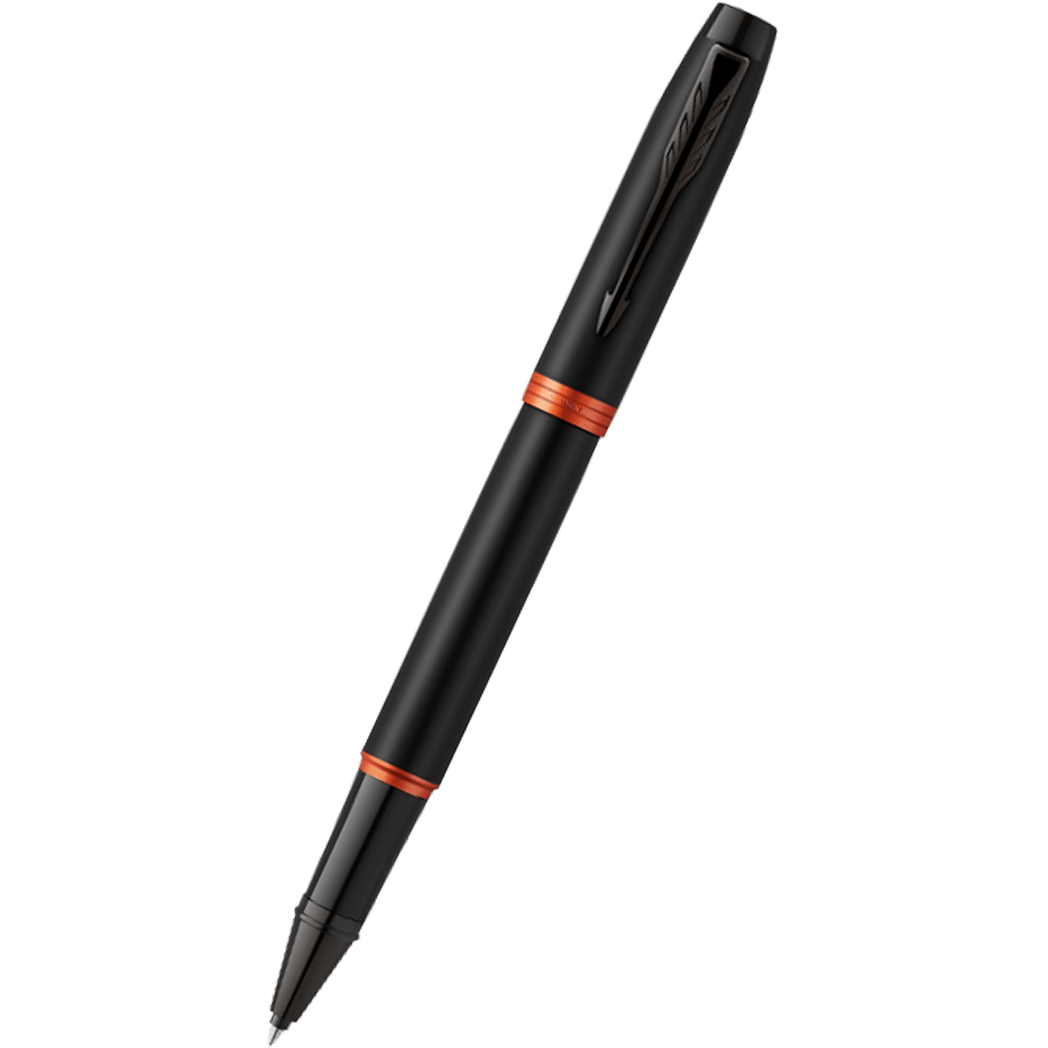 Parker IM Rollerball Pen - Satin Black - Flame Orange Ring-Pen Boutique Ltd