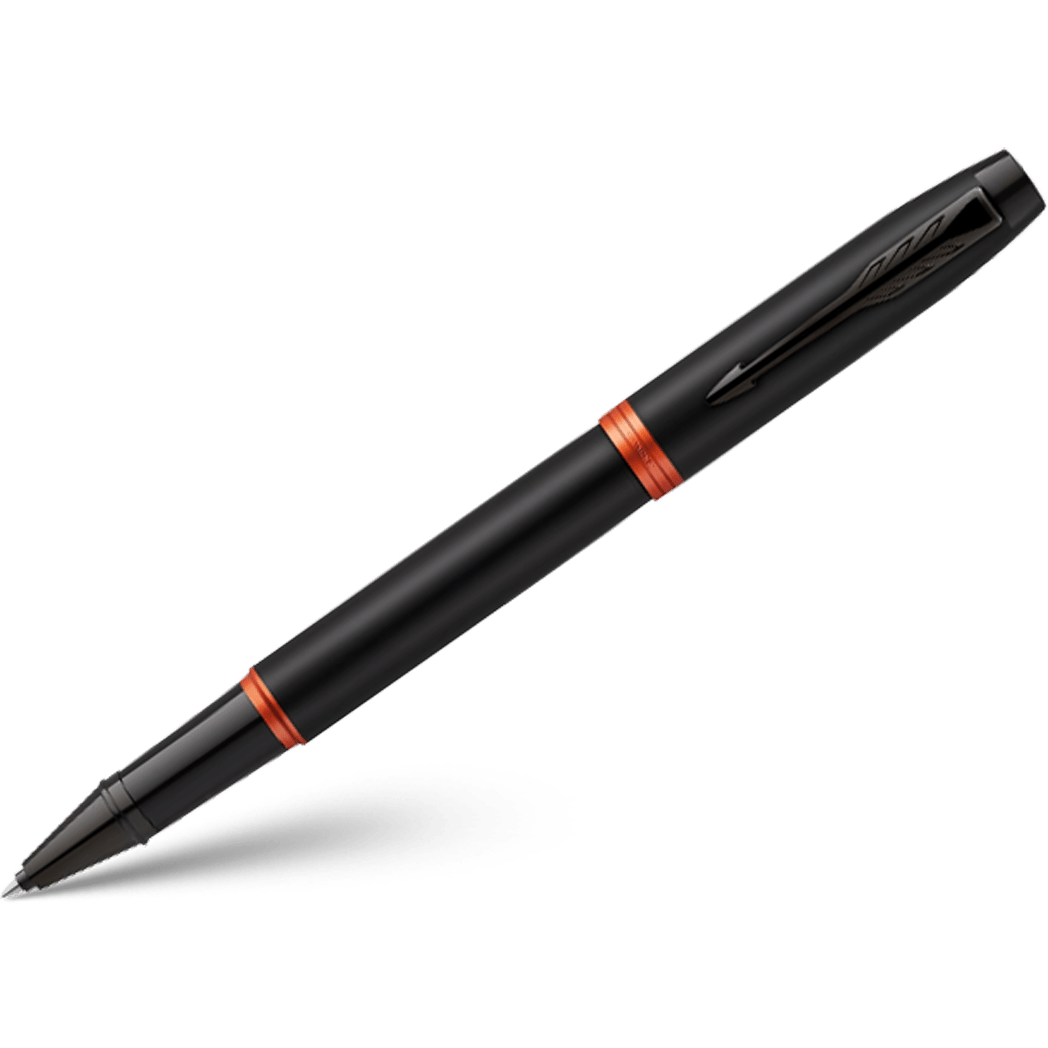 Parker IM Rollerball Pen - Satin Black - Flame Orange Ring-Pen Boutique Ltd