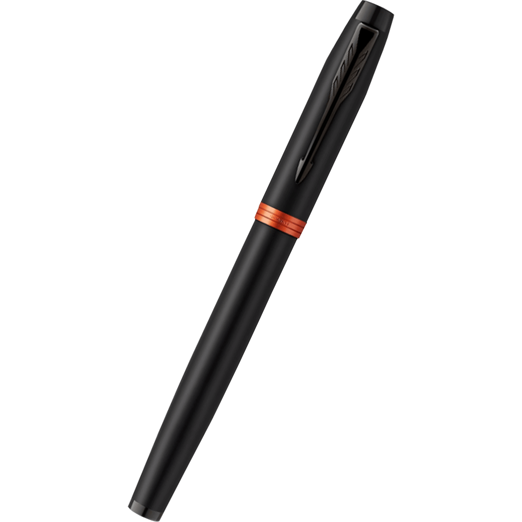 Parker IM Rollerball Pen - Satin Black - Flame Orange Ring-Pen Boutique Ltd