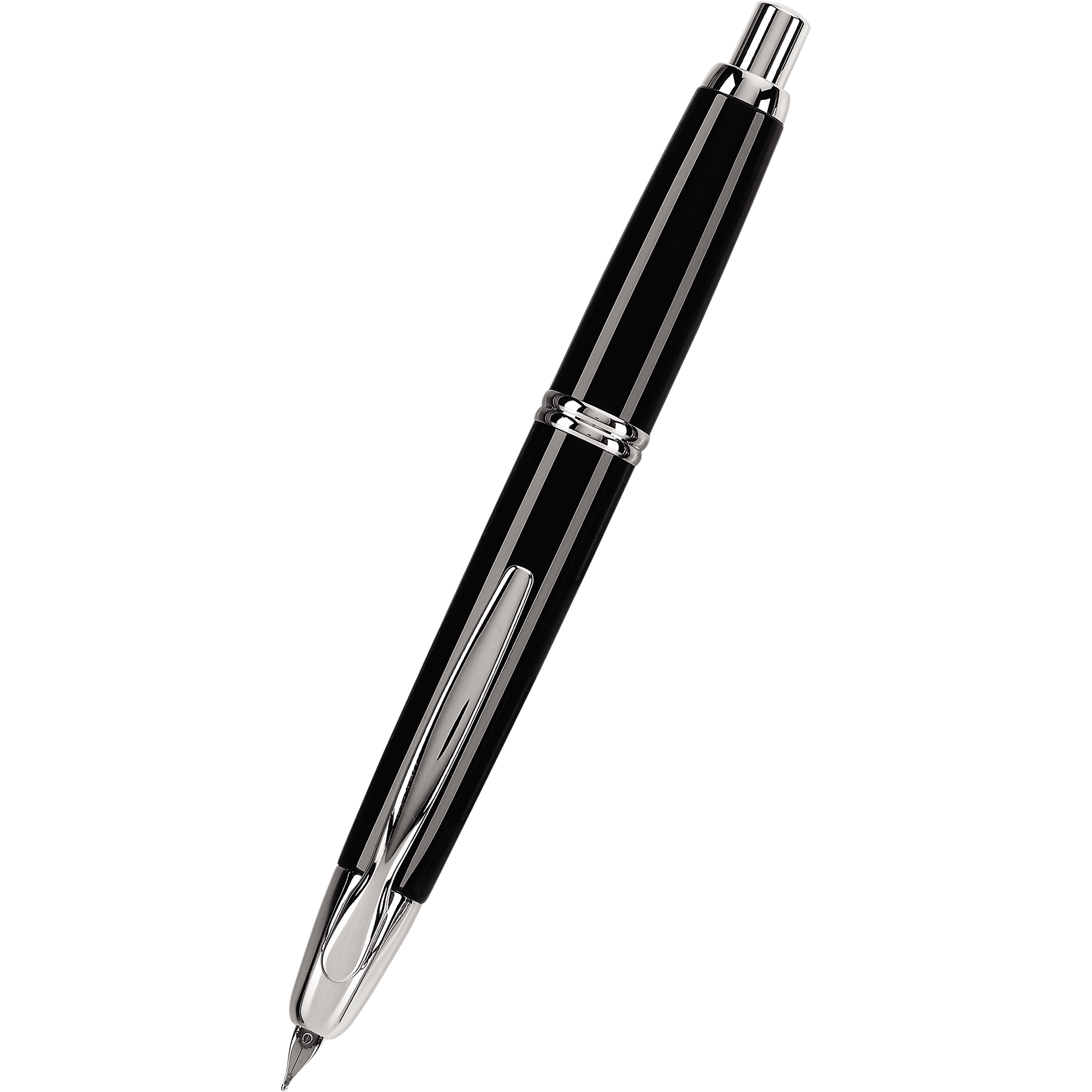 Pilot Vanishing Point Black / Rhodium Fountain Pen, Medium