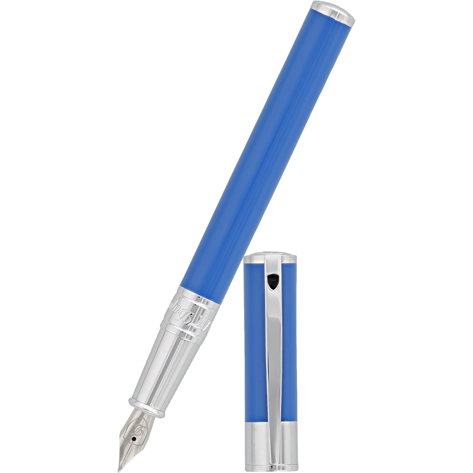 S T Dupont D-Initial Fountain Pen - Electric Blue-Pen Boutique Ltd