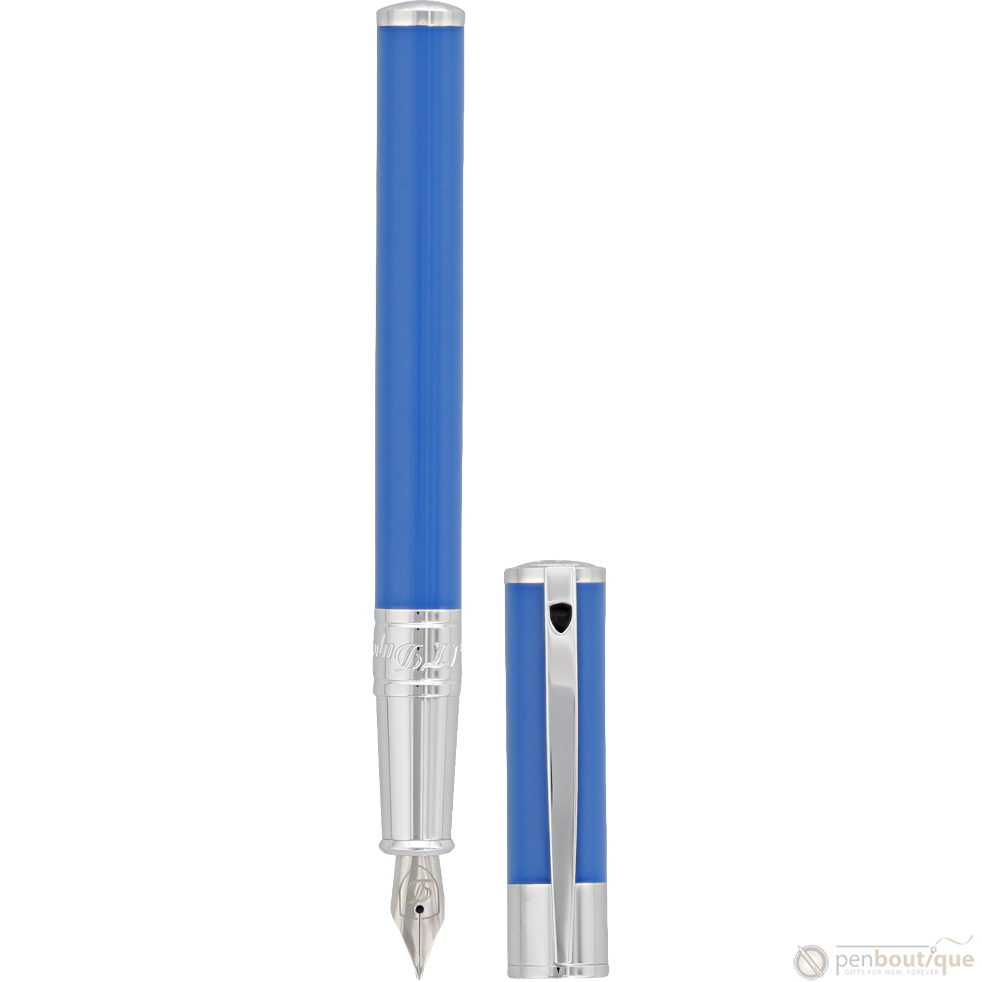 S T Dupont D-Initial Fountain Pen - Electric Blue-Pen Boutique Ltd