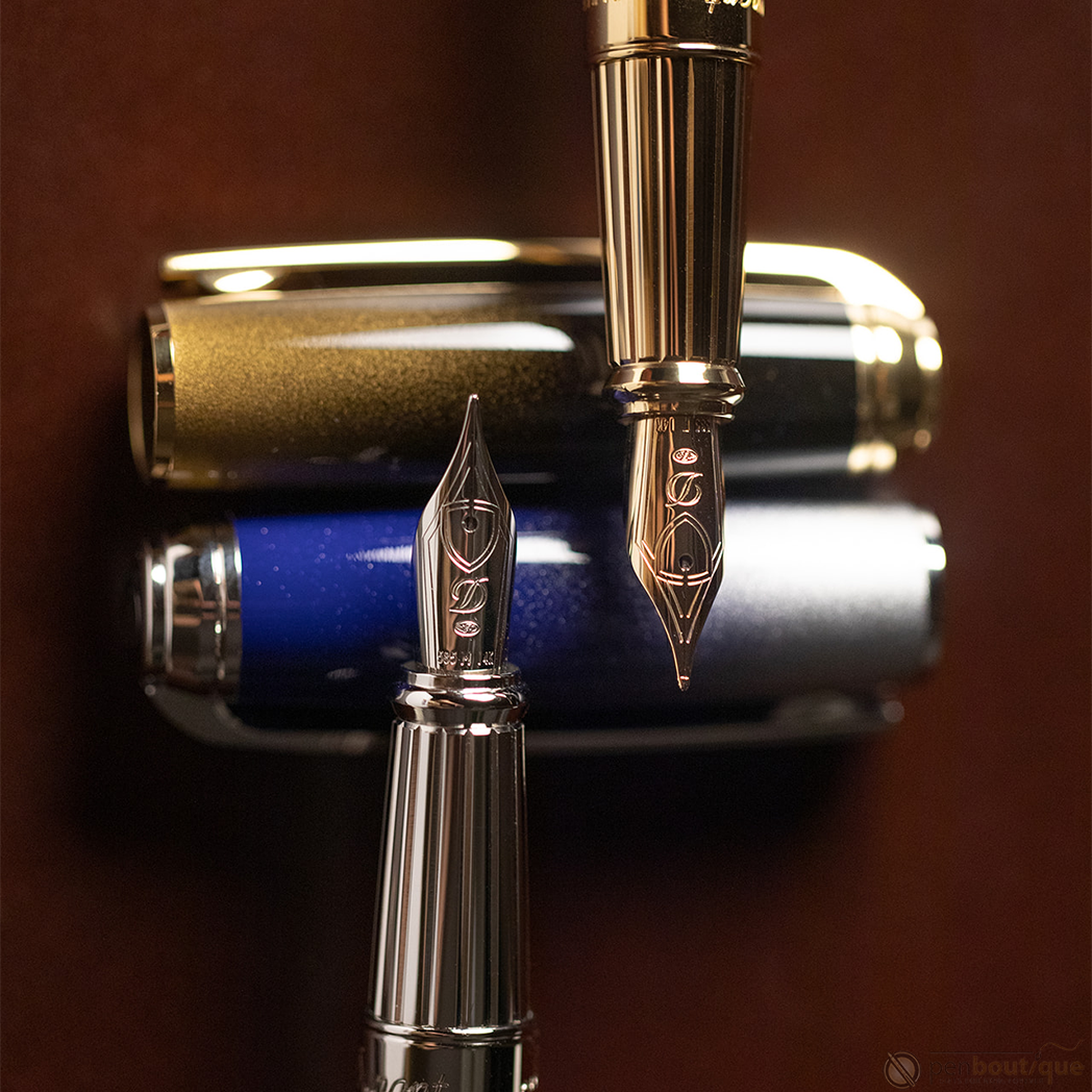 S T Dupont Line D Fountain Pen - Sunburst Black - Yellow Gold Trim (USA Exclusive Edition)-Pen Boutique Ltd