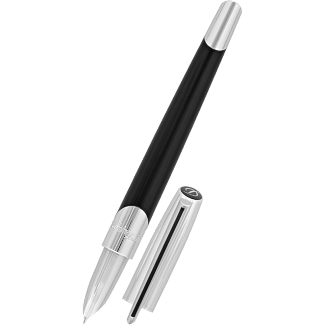 ST Dupont Defi Millennium Fountain Pen - Black - Shiny Silver Trim