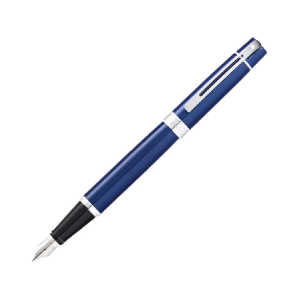 Sheaffer 300 Fountain Pen - Chrome Trim - Glossy Blue - Pen Boutique Ltd