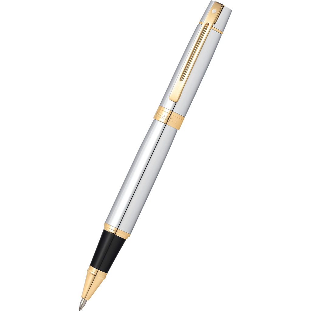 Sheaffer 300 Rollerball Pen - Gold Plated Trim - Chrome