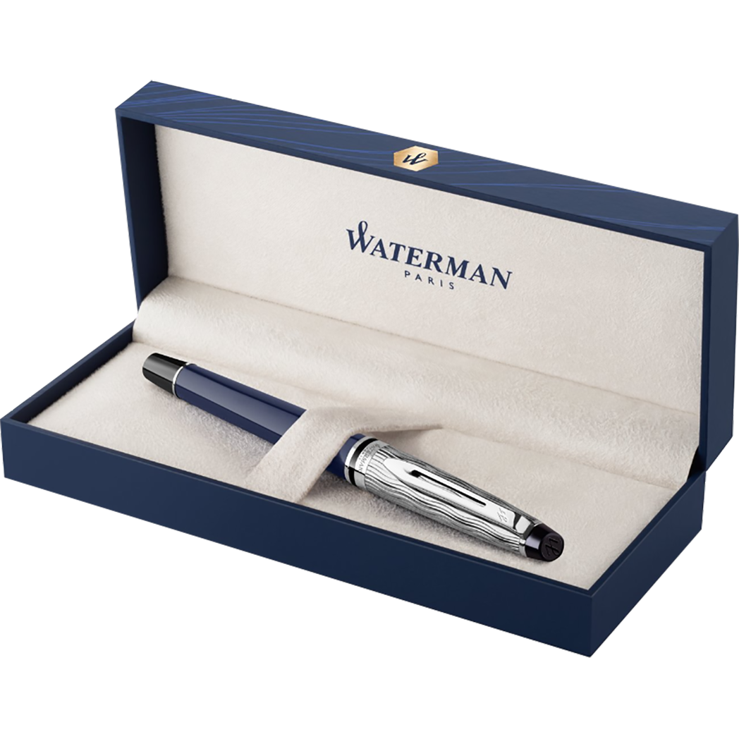 Waterman Expert L’Essence du Bleu Rollerball Pen - Metal & Blue-Pen Boutique Ltd