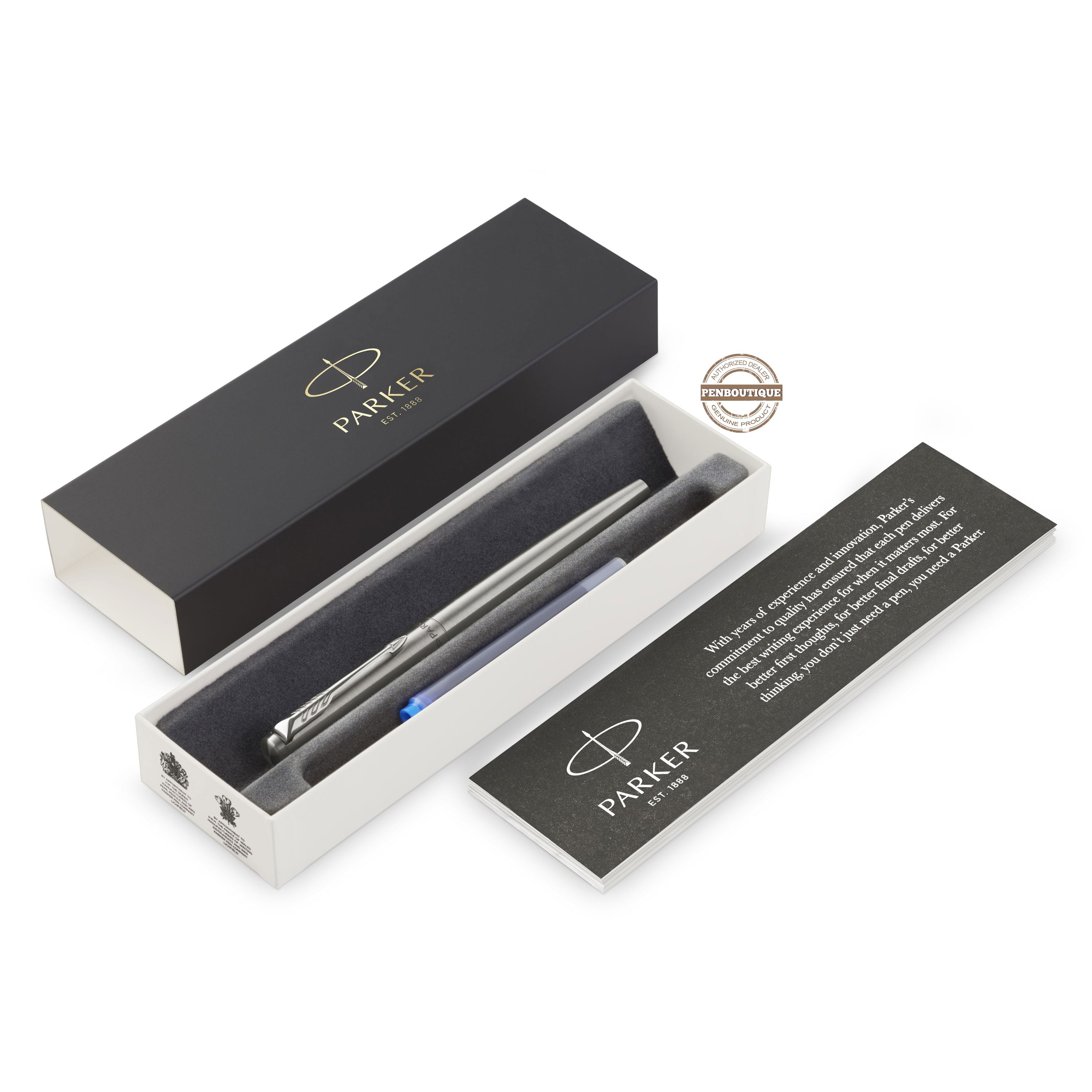 Parker Jotter Fountain Pen - Chrome Trim - Stainless Steel