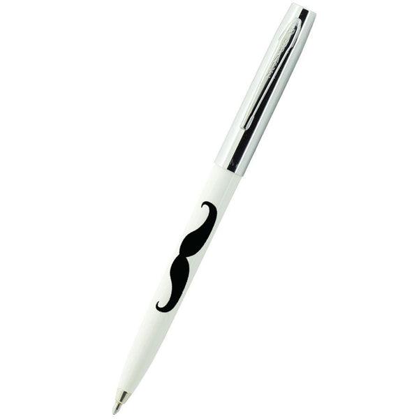 White & Chrome Cap-o-Matic Space Pen, Mustache - Fisher Space Pen