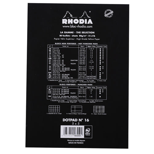 Rhodia Dot.Pad Rhodia Black 80Sh Stapled 80G 8-1/4 x 11-3/4 - Pen ...