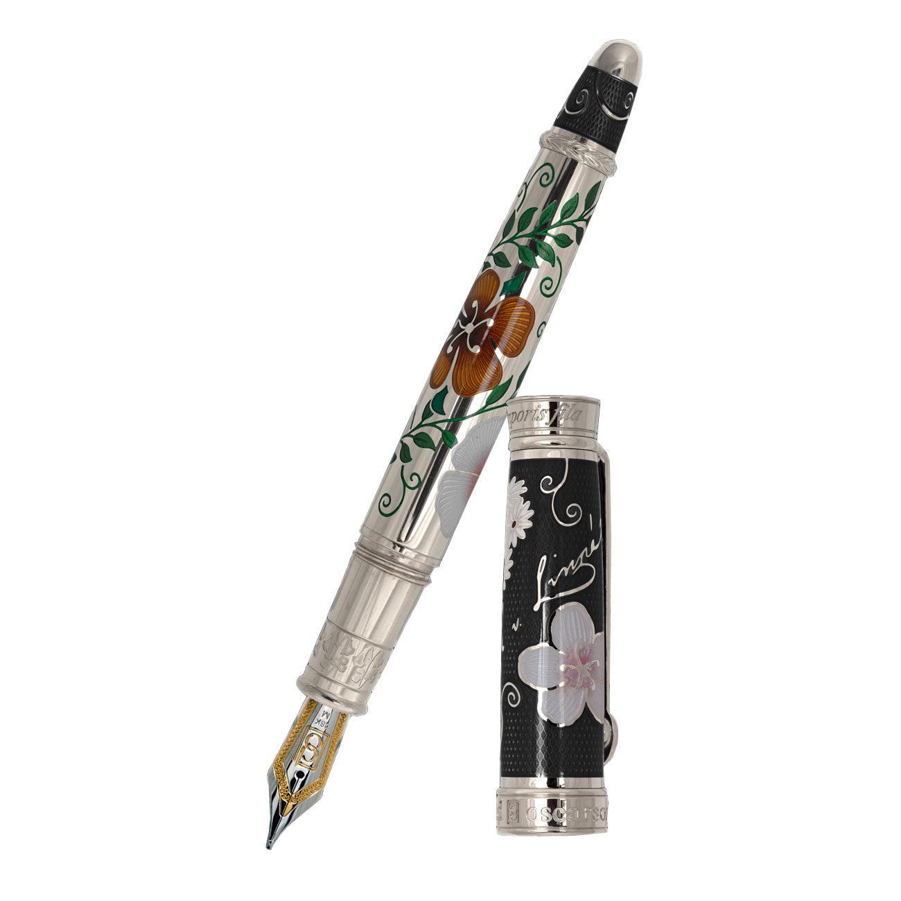 David Oscarson Carl Linnaeus Fountain Pen - Black Moss with Multi-Colored Translucent Hard Enamel-Pen Boutique Ltd