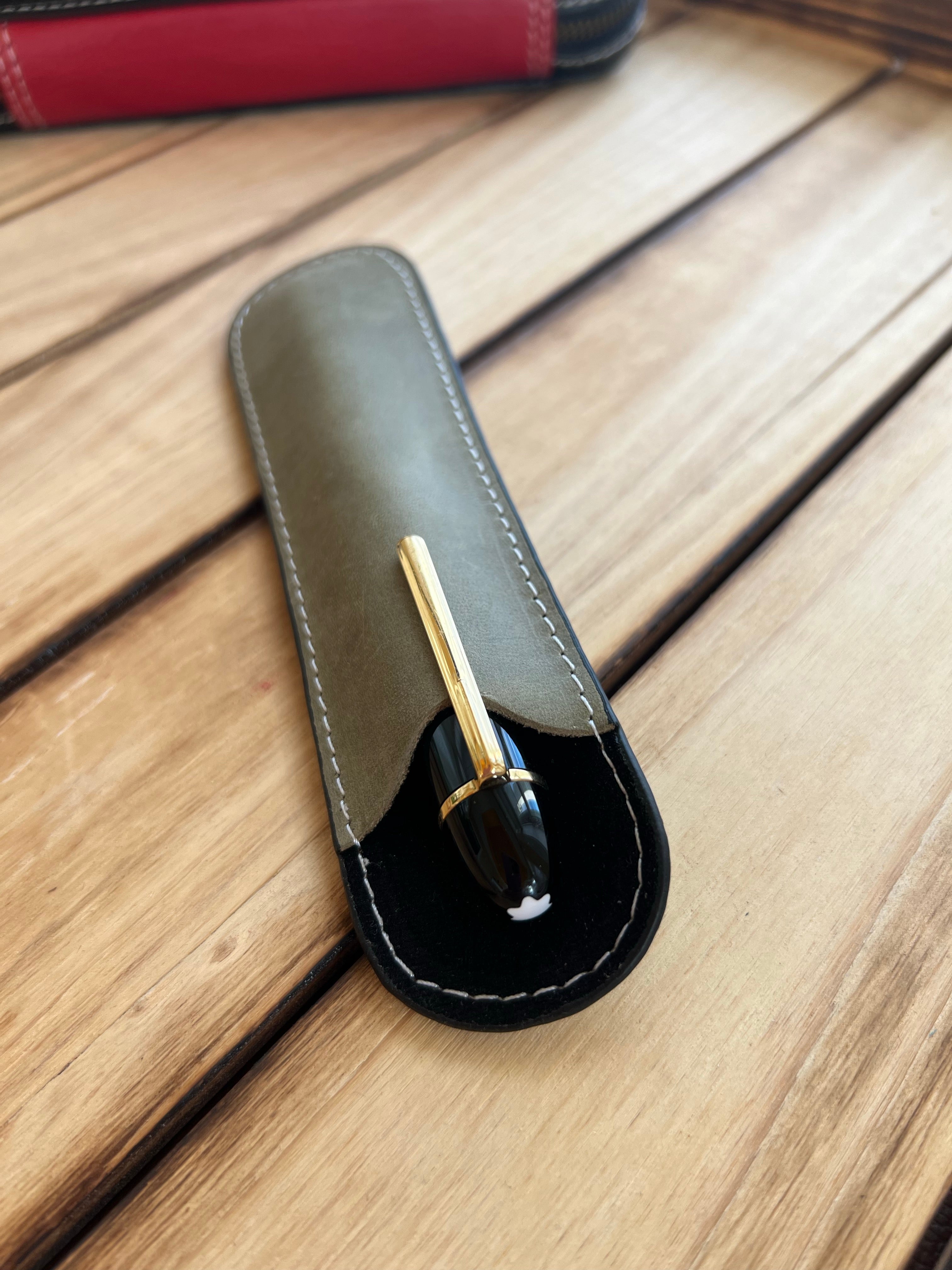 Pen Boutique Yak Leather 10 Pen Holder - Black - Pen Boutique Ltd