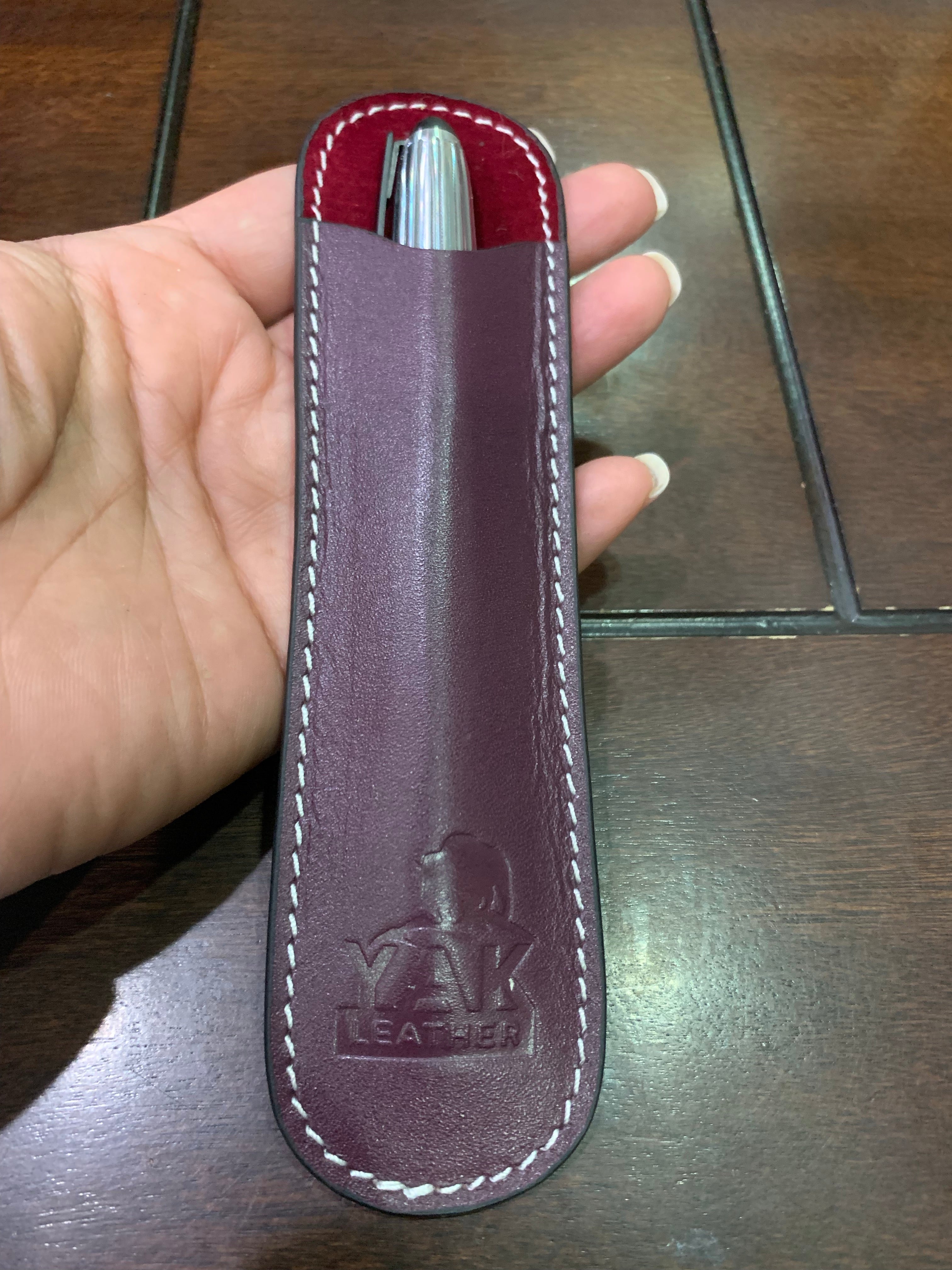 Pen Boutique Yak Leather Single Pen Sleeve - Purple-Pen Boutique Ltd