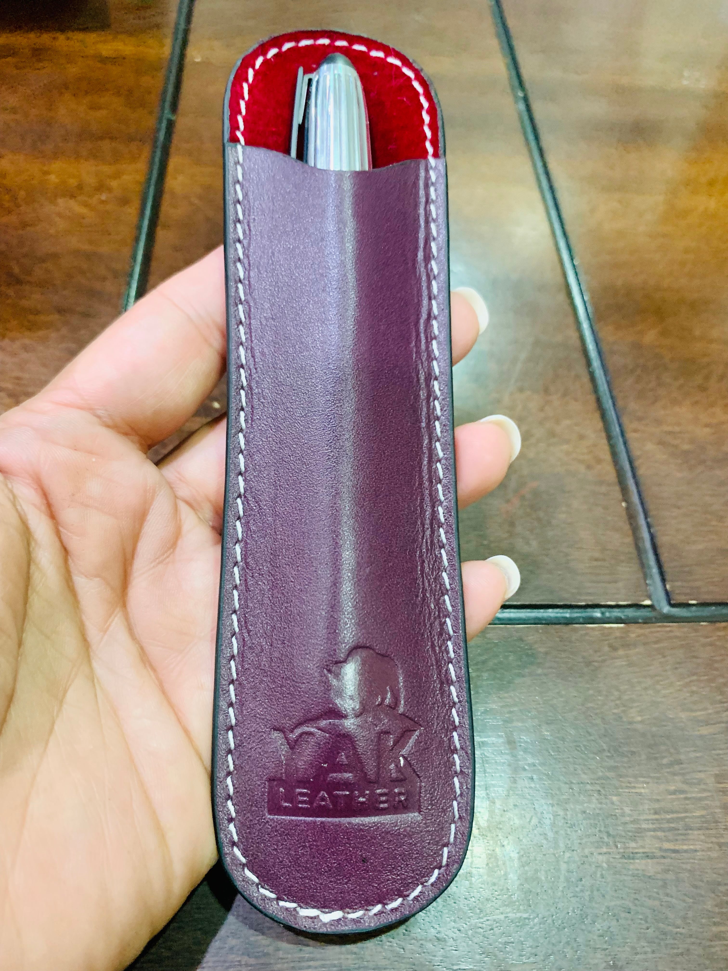 Pen Boutique Yak Leather Single Pen Sleeve - Purple-Pen Boutique Ltd