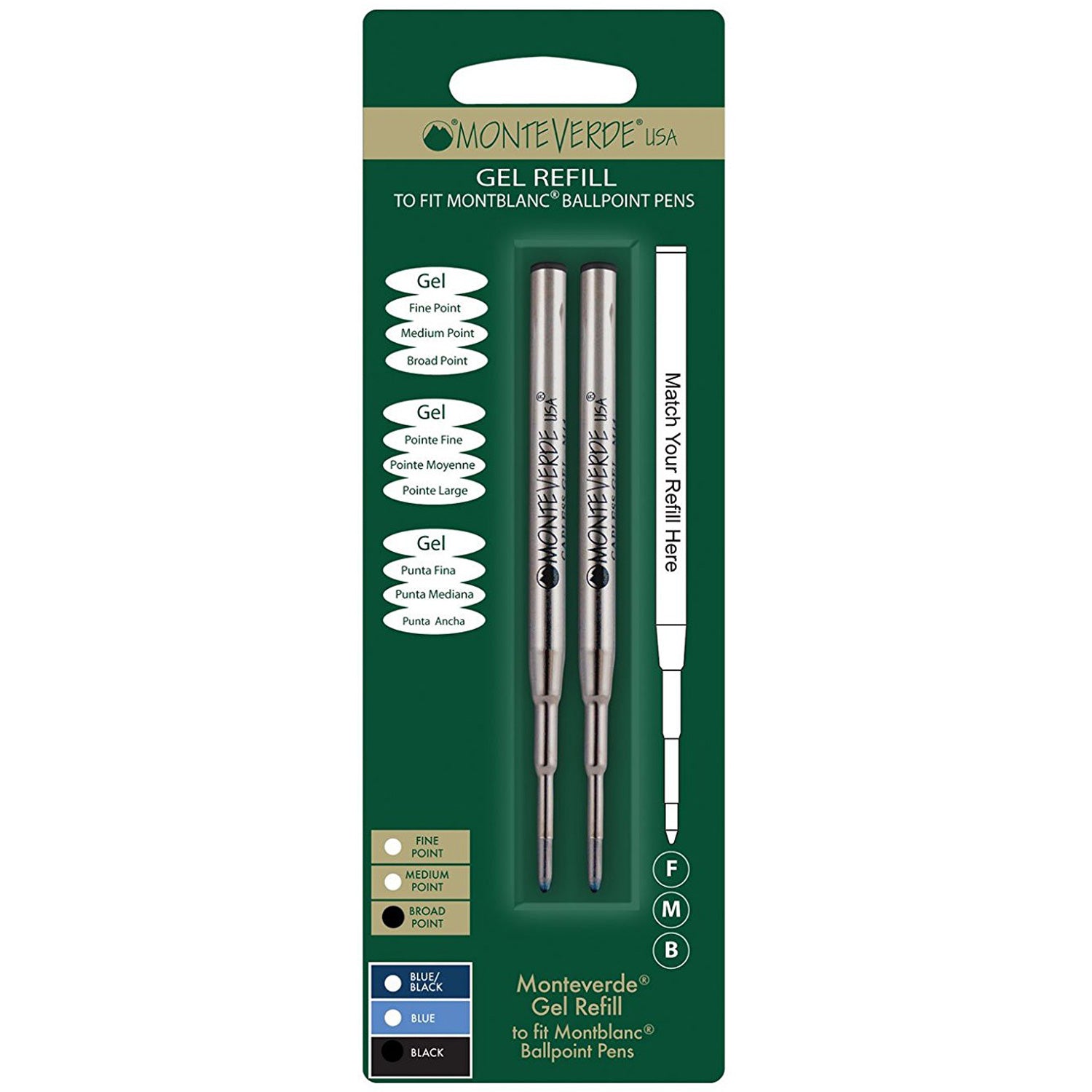 Genuine Mont Blanc Ballpoint Pen Refill - 2 Refills /Pack