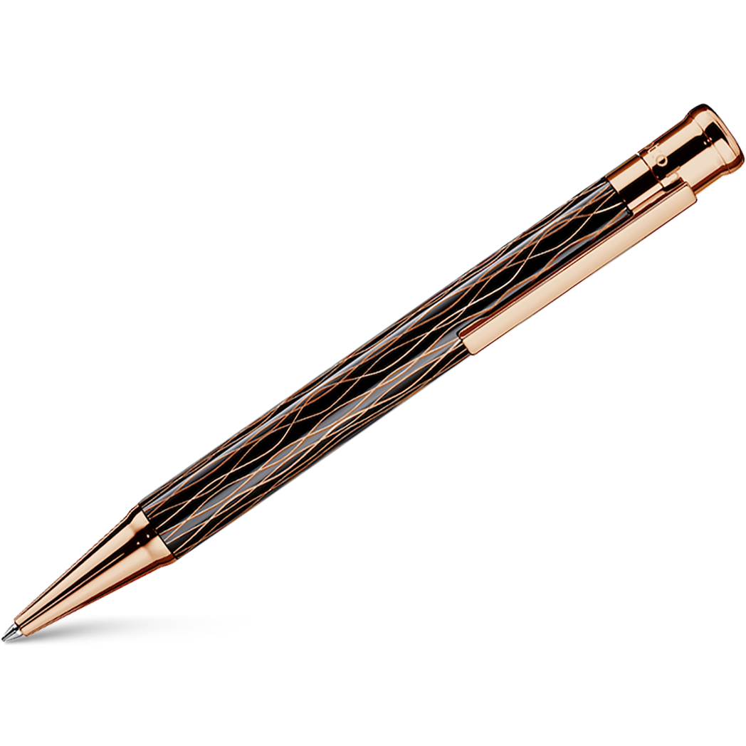 Otto Hutt Design 4 Ballpoint Pen - Black Wave - Rose Gold Trim-Pen Boutique Ltd