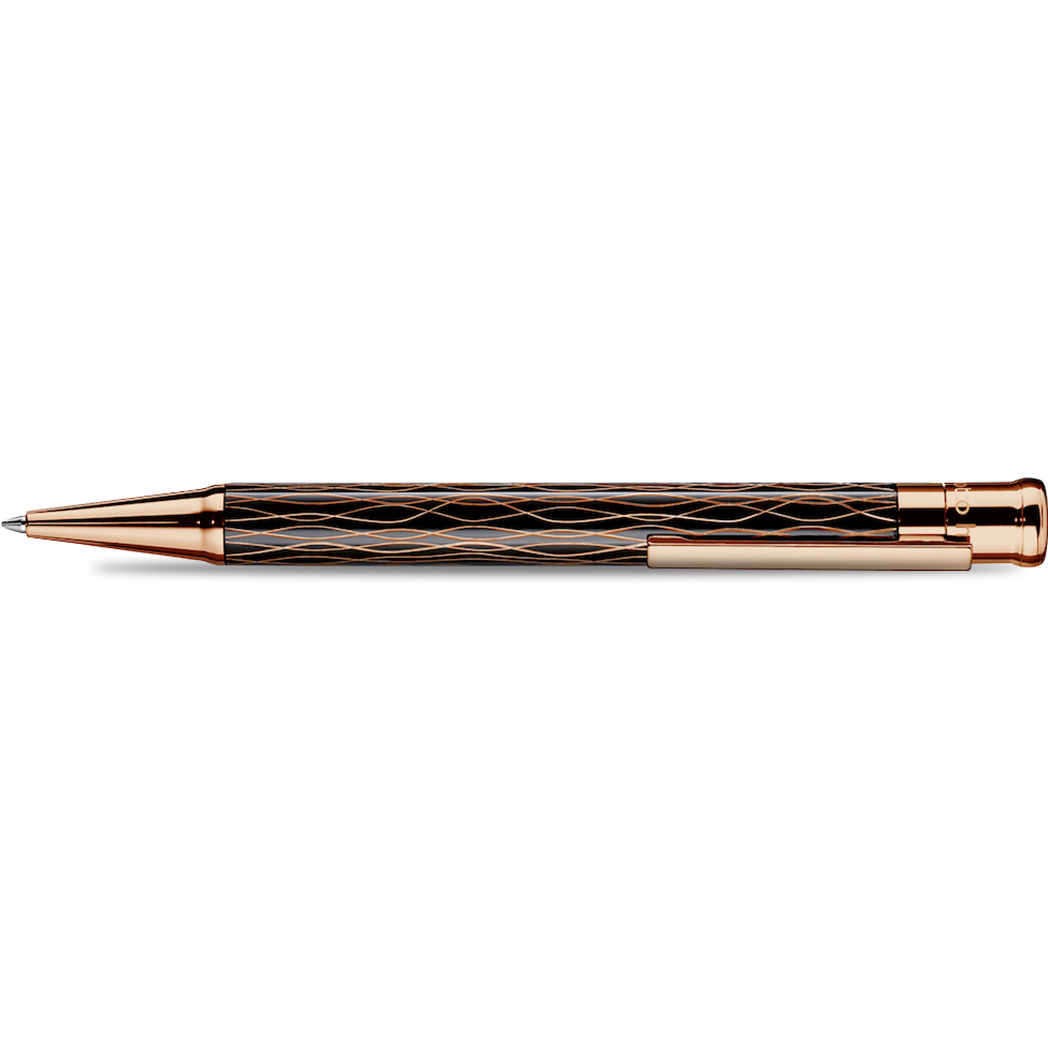 Otto Hutt Design 4 Ballpoint Pen - Black Wave - Rose Gold Trim-Pen Boutique Ltd