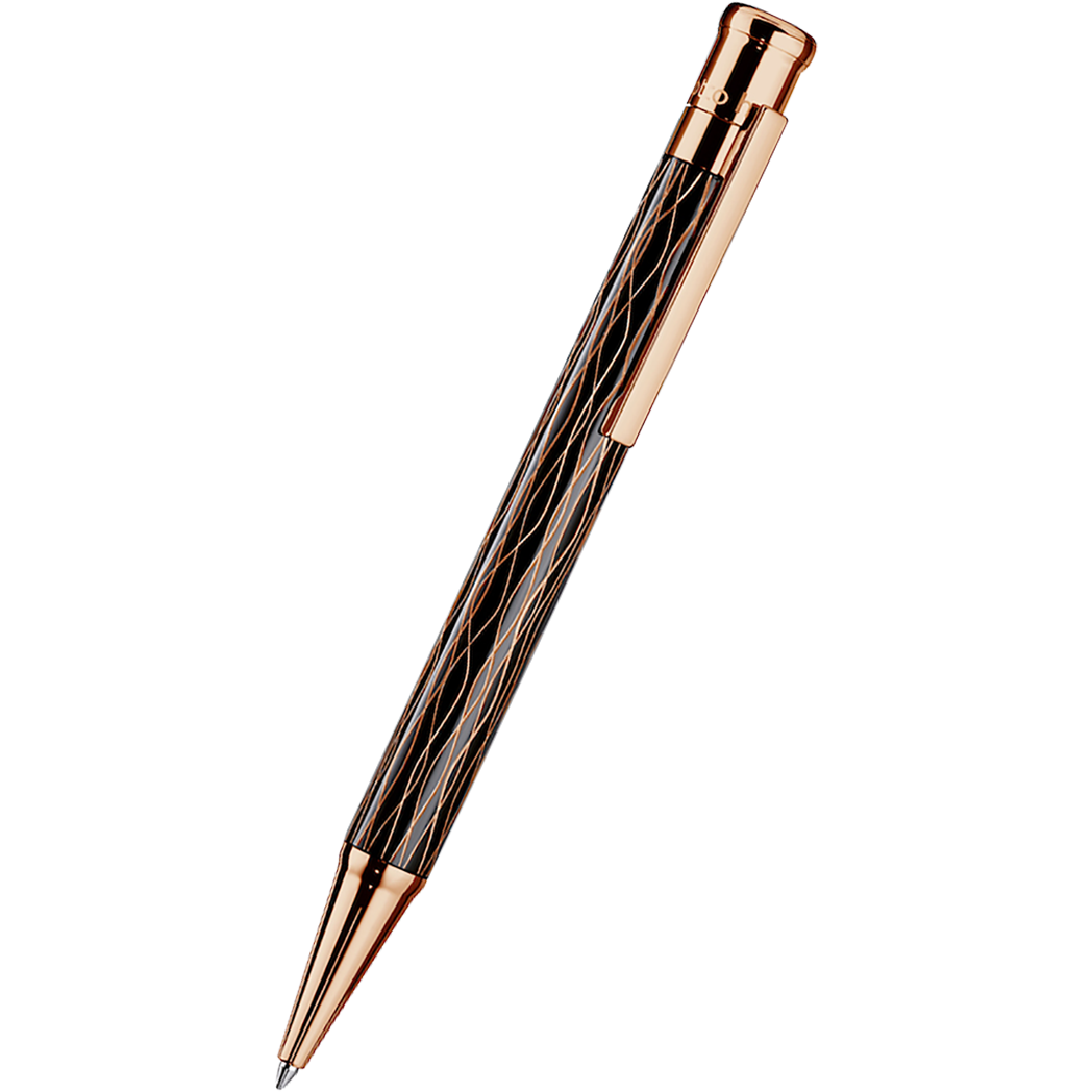 Otto Hutt Design 4 Ballpoint Pen - Black Wave - Rose Gold Trim-Pen Boutique Ltd