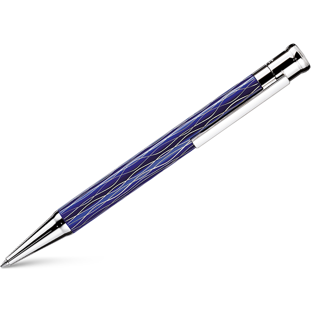 Otto Hutt Design 4 Ballpoint Pen - Blue Wave - Platinum Trim-Pen Boutique Ltd