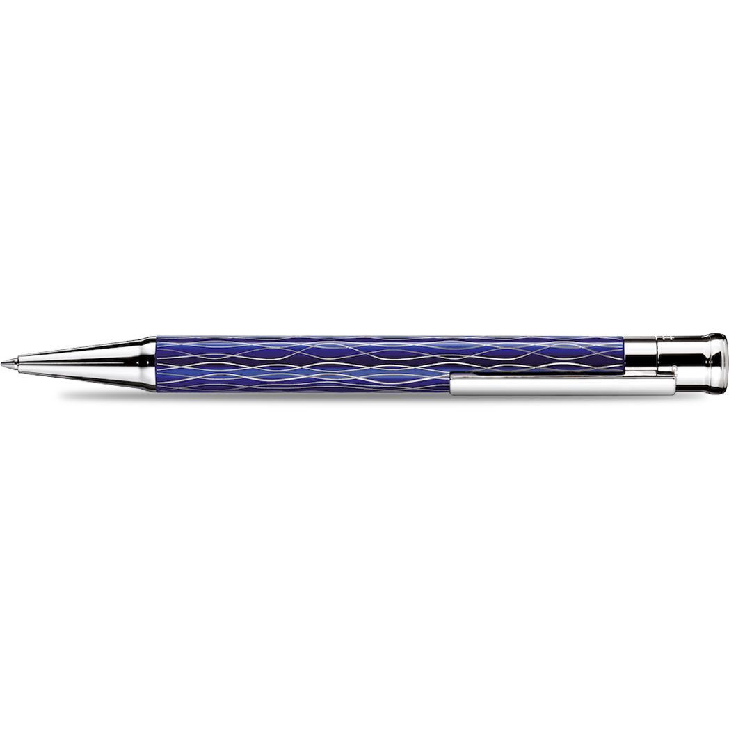 Otto Hutt Design 4 Ballpoint Pen - Blue Wave - Platinum Trim-Pen Boutique Ltd