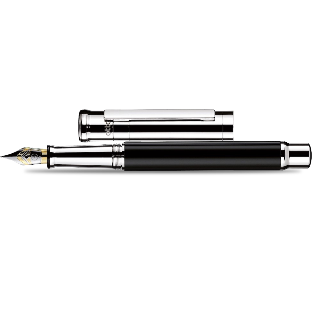 Otto Hutt Design 4 Fountain Pen - Black - Platinum Trim - Steel Nib-Pen Boutique Ltd