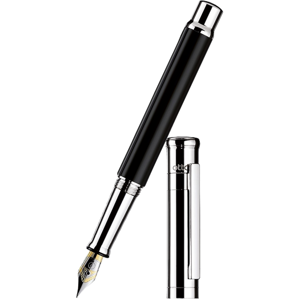 Otto Hutt Design 4 Fountain Pen - Black - Platinum Trim - Steel Nib-Pen Boutique Ltd