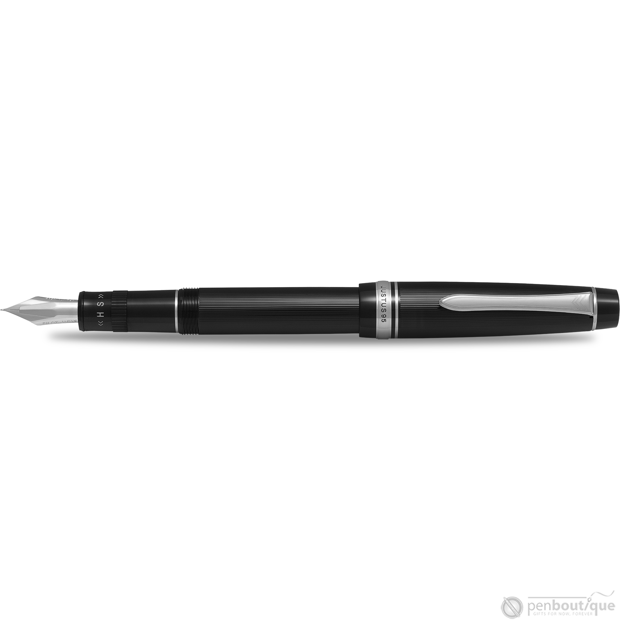 Rhodium　Pen　Medium　Pen　Boutique　Trim　Pilot　95　Black　Justus　Fountain　Ltd